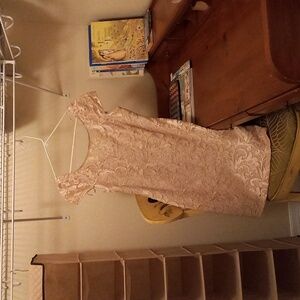 Shiny cream colored dress.size 10.